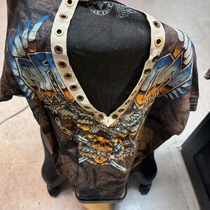 Affliction Black and Blue Eagle Tee